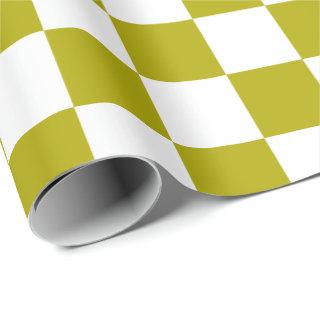 Elegant White and Olive Green Checkerboard