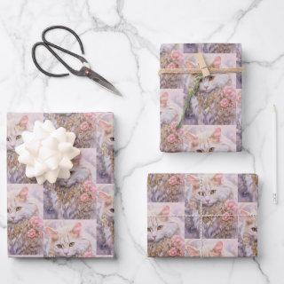 Elegant White Cat in Jewels Pattern  Sheets