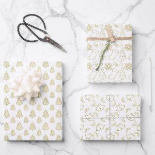 Elegant White Faux Fold Foil Christmas  Sheets