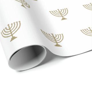 Elegant white gold Jewish menorah pattern modern