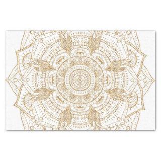 Elegant White & Gold Mandala Hand Drawn Design Tissue Paper