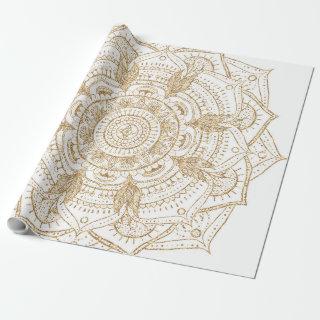 Elegant White & Gold Mandala Hand Drawn Design