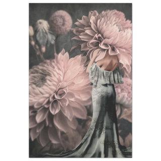 Elegant Woman's Back dusty pink moody Florals Tissue Paper