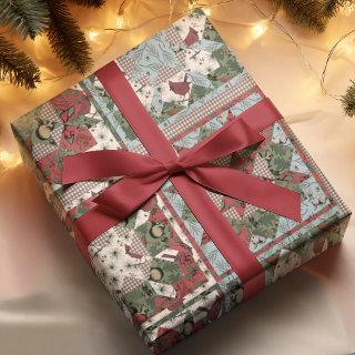 Elegant Xmas Patchwork Quilt with Forest Animals