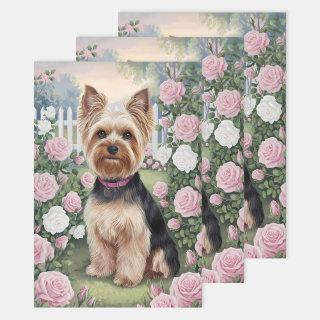Elegant Yorkshire Terrier Rose Garden Decoupage  Sheets
