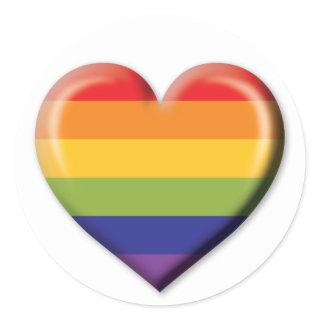 Elelgant Minimalist Rainbow Heart Design Classic Round Sticker