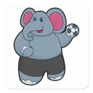 Elephant as Handball player with Handball ball Square Sticker