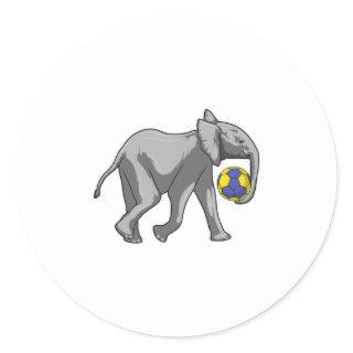 Elephant at Handball Sports Classic Round Sticker