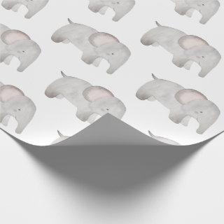 Elephant Baby Gray Watercolor Cute Modern