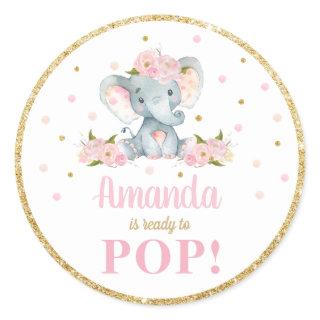 Elephant Baby Shower About Ready to Pop Favor Classic Round Sticker