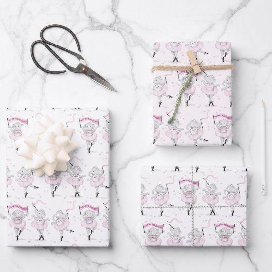 Elephant Ballerina Dance Birthday  Sheets