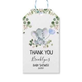 Elephant Blue Balloon Baby Shower Favor Tag