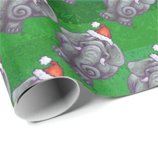 Elephant Christmas On Green