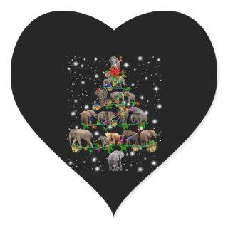 Elephant Christmas Tree Covered By Flashlight Heart Sticker