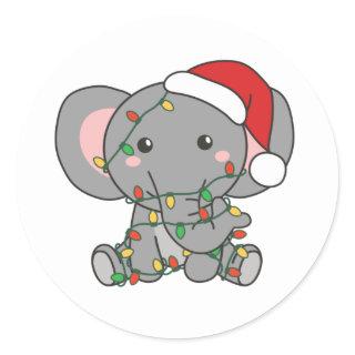 Elephant Christmas Winter Animals Elephants Classi Classic Round Sticker