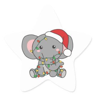 Elephant Christmas Winter Animals Elephants Star S Star Sticker