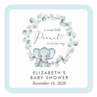 Elephant Eucalyptus Baby Boy Shower Square Sticker