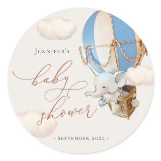 Elephant Favor Tags! Baby Shower Classic Round Sti Classic Round Sticker