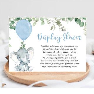 Elephant greenery blue balloon display shower enclosure card