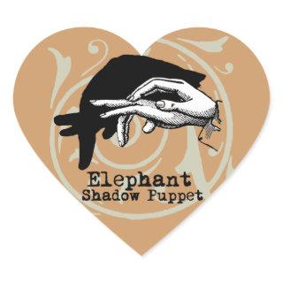 Elephant Hand Puppet Shadow Games Heart Sticker