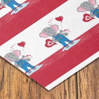 Elephant Hearts Pattern | Red White Tissue Paper
