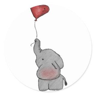 Elephant Holding Balloon Classic Round Sticker