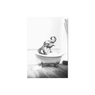 Elephant in a bathtub Poster Canvas Print