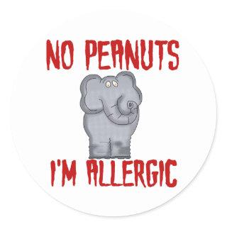 Elephant NO Peanuts I'm Allergic Classic Round Sticker