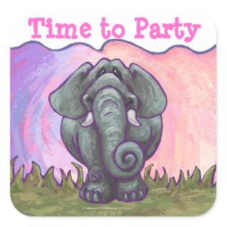 Elephant Party Center Square Sticker