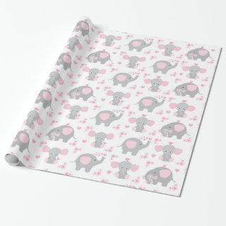 Elephant Pink Gray Safari Animal Baby Girl Shower