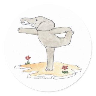 Elephant Practicing Yoga Dancer's pose Classic Round Sticker