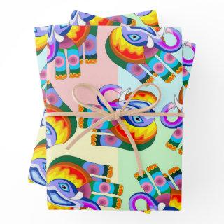 Elephant Rainbow Colours Patchwork  Sheets