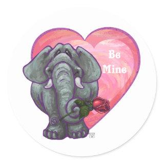 Elephant Valentine's Day Classic Round Sticker