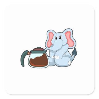 Elephant with Coffee pot Square Sticker