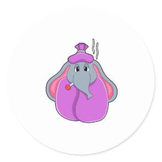 Elephant with Fever thermometer Classic Round Sticker