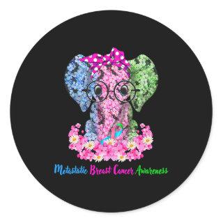 Elephant With Flower Metastatic Breast Cancer Awar Classic Round Sticker