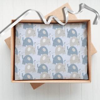 Elephants Baby Shower Dusty Blue Crafts Tissue Paper