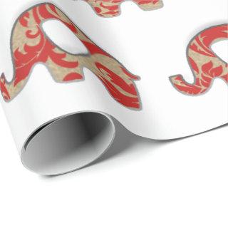 Elephants White Oriental Red Champaigne Gold