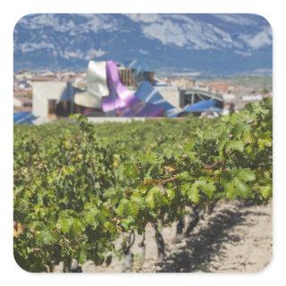 Elevated town view and Hotel Marques de Riscal Square Sticker