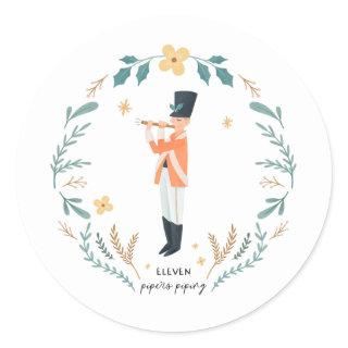 Eleven Pipers Piping 12 Days of Christmas Folk Classic Round Sticker