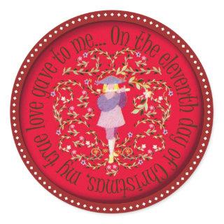 Eleven pipers piping classic round sticker