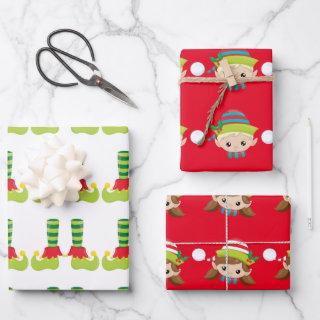 Elf faces and feet Christmas cheer pattern  Sheets