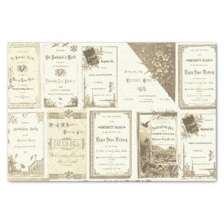 Elgin Illinois 1880's Sepia Club Invitations Party Tissue Paper