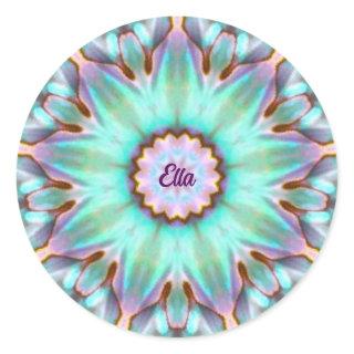 ELLA ~ Personalized Paua Shell Fractal ~ Classic Round Sticker