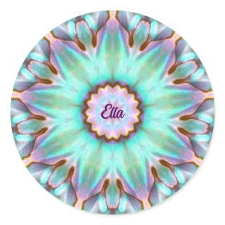 ELLA ~ Personalized Paua Shell Fractal ~ Classic Round Sticker