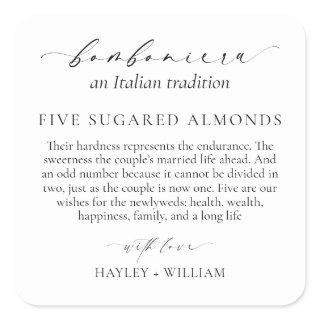 Ellesmere An Italian Tradition 5 Sugared Almonds Square Sticker
