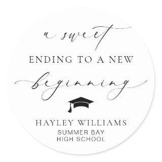 Ellesmere Sweet Ending New Beginning Graduation Classic Round Sticker