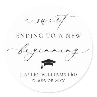 Ellesmere Sweet Ending New Beginning Graduation Classic Round Sticker