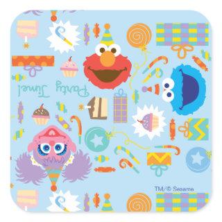 Elmo and Abby Birthday Square Sticker