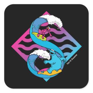 Elmo and Cookie Monster | Surfing Summer Vibes Square Sticker
